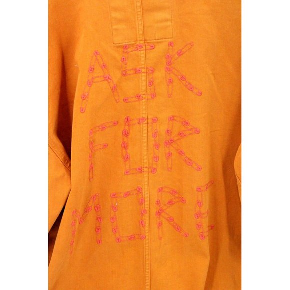 BRAND WHO Jacket Mens Orange Full Zip Designer Ask For More Embroidered Size XL - Picture 11 of 13